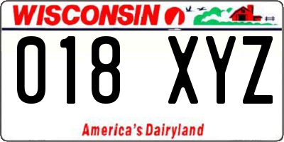 WI license plate 018XYZ