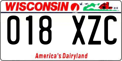 WI license plate 018XZC