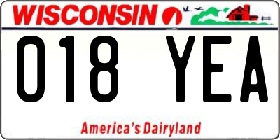 WI license plate 018YEA