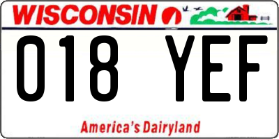 WI license plate 018YEF