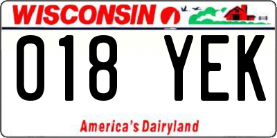 WI license plate 018YEK