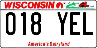 WI license plate 018YEL
