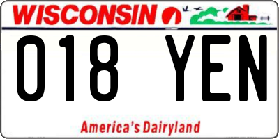 WI license plate 018YEN