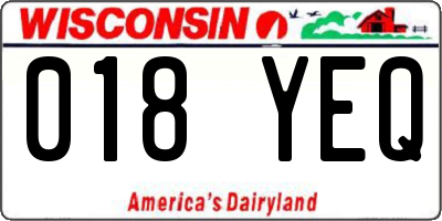 WI license plate 018YEQ
