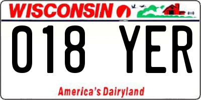 WI license plate 018YER