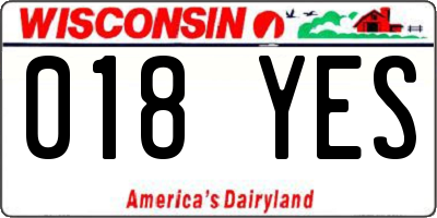 WI license plate 018YES