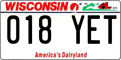 WI license plate 018YET