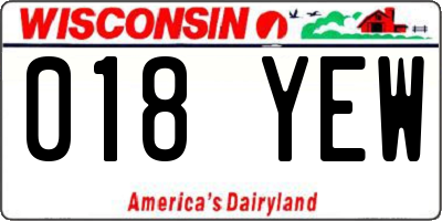 WI license plate 018YEW