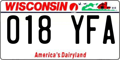 WI license plate 018YFA