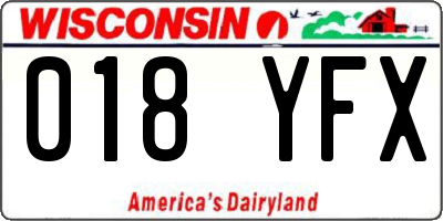 WI license plate 018YFX