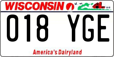 WI license plate 018YGE