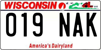 WI license plate 019NAK