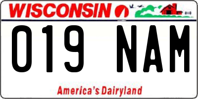 WI license plate 019NAM