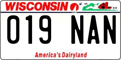 WI license plate 019NAN