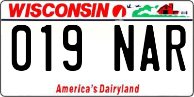 WI license plate 019NAR