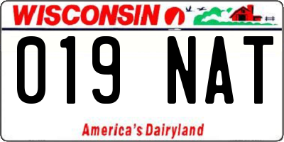 WI license plate 019NAT