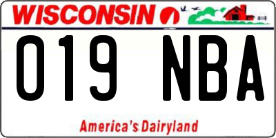 WI license plate 019NBA