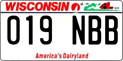 WI license plate 019NBB