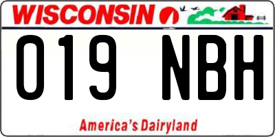 WI license plate 019NBH