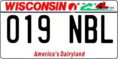 WI license plate 019NBL