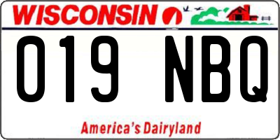WI license plate 019NBQ