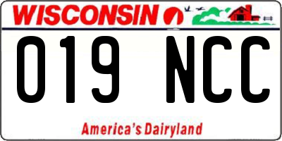 WI license plate 019NCC