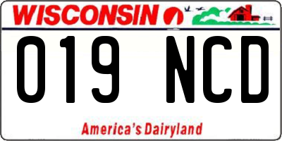 WI license plate 019NCD