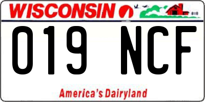 WI license plate 019NCF
