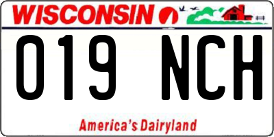WI license plate 019NCH
