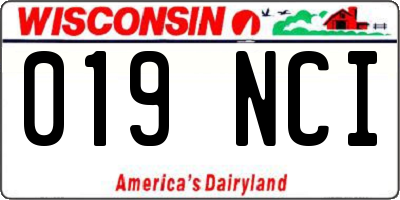 WI license plate 019NCI