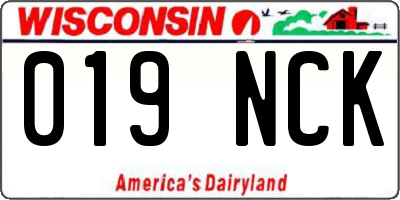 WI license plate 019NCK