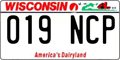WI license plate 019NCP