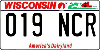 WI license plate 019NCR