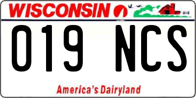 WI license plate 019NCS