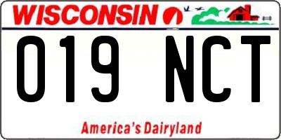 WI license plate 019NCT