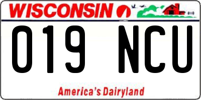 WI license plate 019NCU