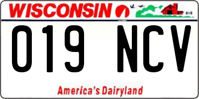 WI license plate 019NCV