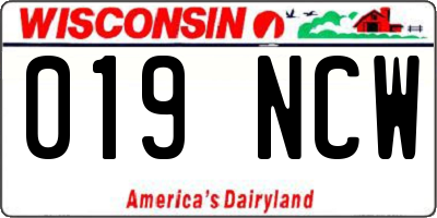 WI license plate 019NCW