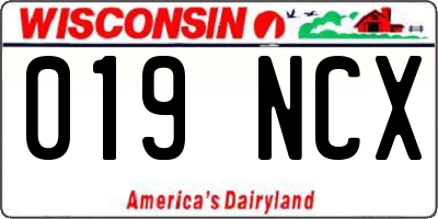 WI license plate 019NCX