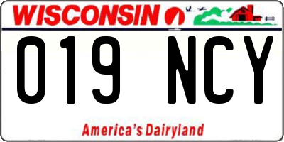 WI license plate 019NCY