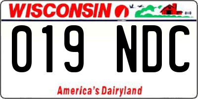 WI license plate 019NDC