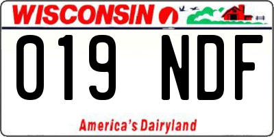 WI license plate 019NDF