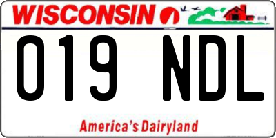 WI license plate 019NDL