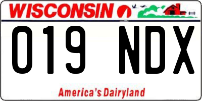 WI license plate 019NDX