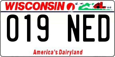 WI license plate 019NED