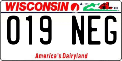 WI license plate 019NEG