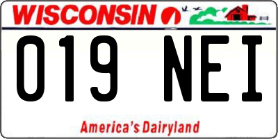 WI license plate 019NEI
