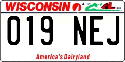 WI license plate 019NEJ