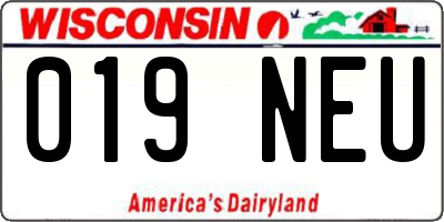 WI license plate 019NEU