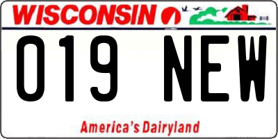 WI license plate 019NEW